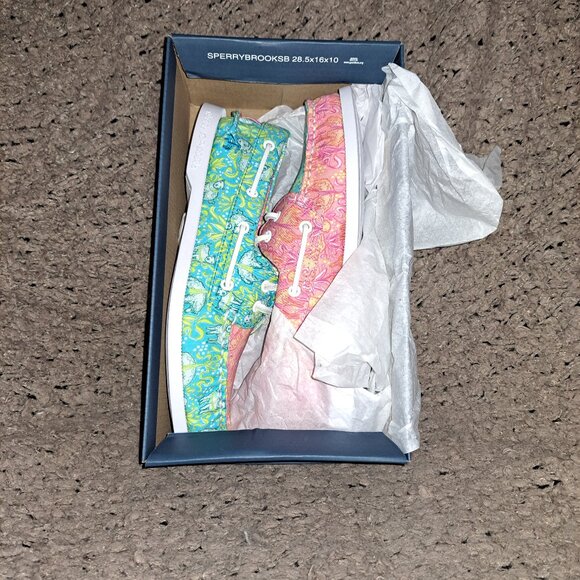 SPERRY TOPSIDER X BROOKS BROTHERS-Multi-Color Textile Boat Shoes-Sheep-Sz 7-NIB - Picture 1 of 9